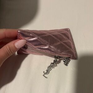 Yves Saint Laurent Metallic Pink Quilted Pouch